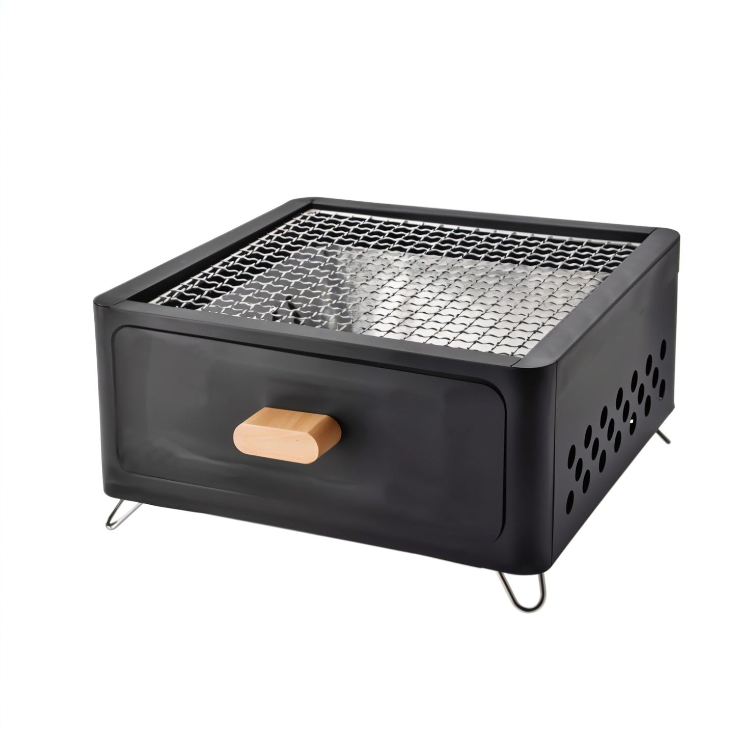 Portable Metal BBQ Grill with Charcoal Tray – Tabletop Charcoal Barbecue, Sleek Modern Design, Well-Ventilated, Lightweight
