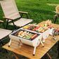 Portable BBQ Barrel – Double-Sided Foldable Charcoal Grill with Lid, Lightweight Design, Dual Vents, Perfect for Camping