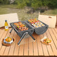 Portable BBQ Barrel – Double-Sided Foldable Charcoal Grill with Lid, Lightweight Design, Dual Vents, Perfect for Camping